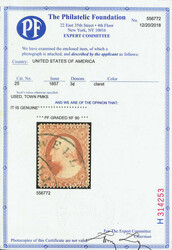 1857, 3¢ rose, type I (Scott 25), with lovely color, cleanly printed ...