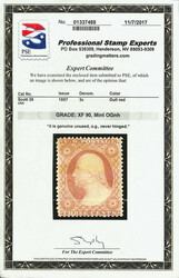 1857, 3¢ dull red, type III (Scott 26), o.g., never hinged, Post ...