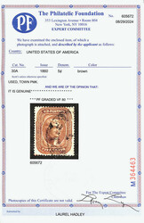 1860, 5¢ brown, type II (Scott 30A), Deep impression, town postmark, ...