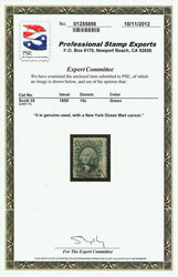 1859, 10¢ green, type V (Scott 35), a two-for-one, the stamp ...