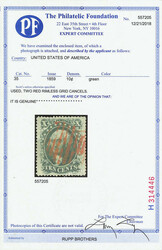 1859, 10¢ green, type V (Scott 35), a beauty with rich color, deep ...