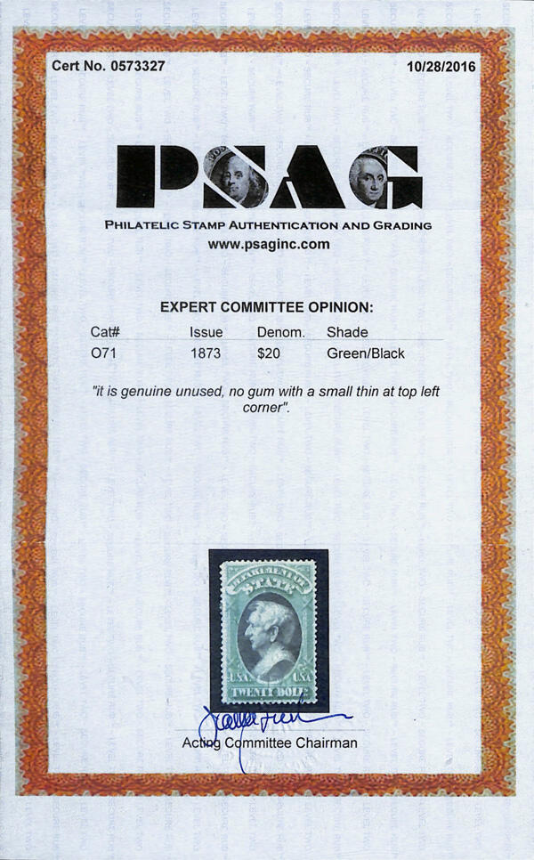 Image 1 for lot number 3200 for Kelleher Auction 828th - The Albert L. Grasso Collection: United States 