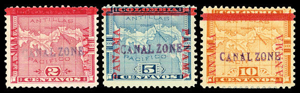 1904, First Issue, 2c to 10c complete (Scott 1-3), o.g., lightly ...