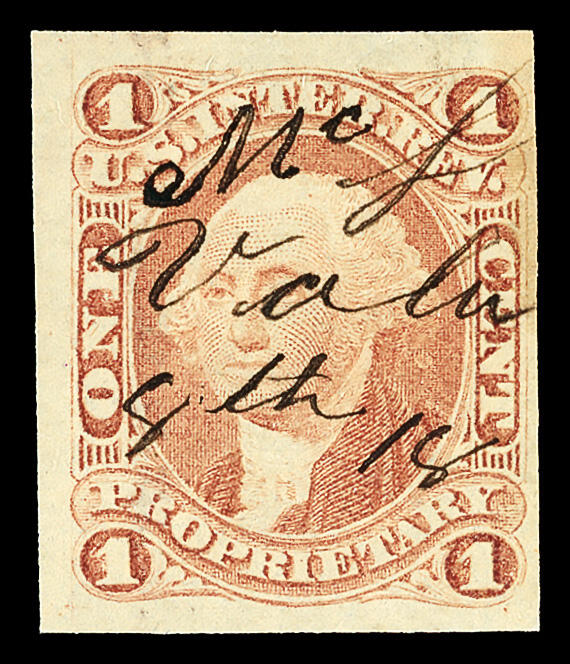 Revenue, 1862, First Issue, 1¢ Proprietary, imperf. (Scott R3a), ...