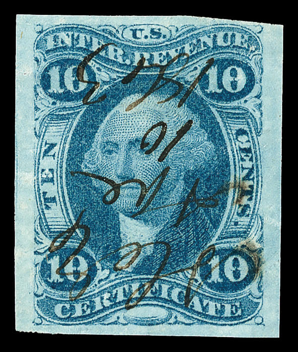 Revenue, 1862, First Issue, 10¢ Certificate, imperf. (Scott R33a), ...
