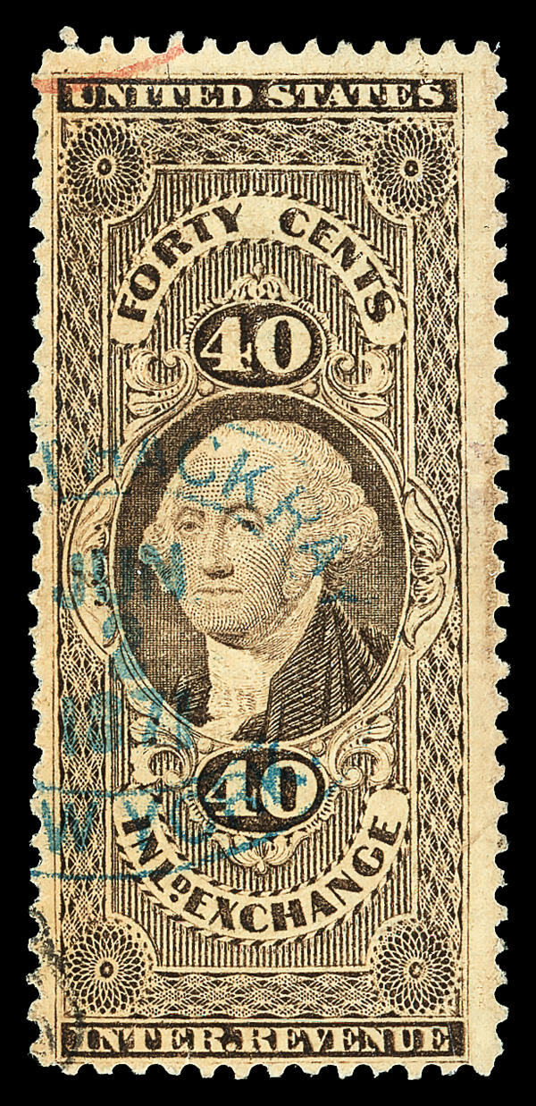 Revenue, 1862, First Issue, 40¢ Inland Exchange, perf'd, silk paper ...