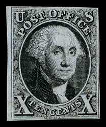 1847, 10¢ black (Scott 2), o.g., hinged, a lovely sound example, ...