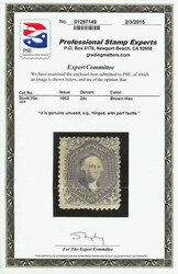 1862, 24¢ brown lilac (Scott 70a), o.g., hinged, crisply printed in ...