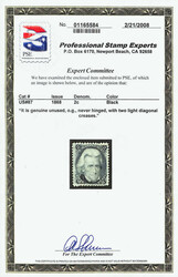 1867, 2¢ black, E. grill (Scott 87), o.g., never hinged, Post Office ...