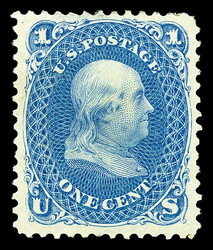 1861-66 (1875 Re-issue), 1¢ blue (Scott 102), o.g., lightly hinged, ...