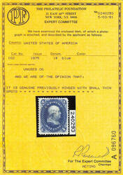 1861-66 (1875 Re-issue), 1¢ blue (Scott 102), o.g., lightly hinged, ...