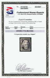 1861-66 (1875 Re-issue), 2¢ black (Scott 103), o.g., hinged, in true ...