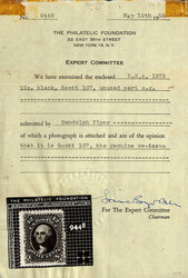 1861-66 (1875 Re-issue), 12¢ black (Scott 107), part o.g., ...