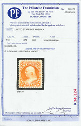 1861-66 (1875 Re-issue), 30¢ brownish orange (Scott 110), o.g., very ...