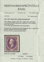 Justice Dept., 1873, 1¢ to 90¢ complete (Scott O25-O34), pretty set ...