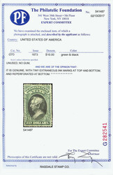State Dept., 1873, $10 green & black (Scott O70), unused without gum, ...