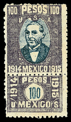 1914-15, Juarez, 100P unoverprinted with talon, perf. 12 (Roberts US ...