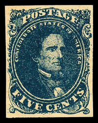 1862, 5¢ blue (Scott 4), o.g., very lightly hinged, an attractive ...