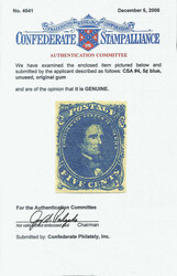 1862, 5¢ blue (Scott 4), o.g., very lightly hinged, an attractive ...