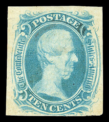1863, 10¢ blue, "T-E-N" (Scott 9), o.g., small hinge remnant, with ...