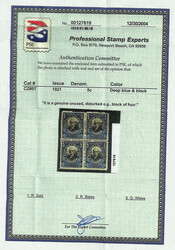 1921, 5c Arosemena, deep blue & black, type V overprint (Scott 57), ...