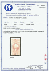 Revenue, 1863, First Issue, $1.90 Foreign Exchange, imperf. (Scott ...