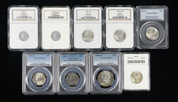 Group of (9) Graded U.S. Coins: Silver Quarters, Half Dollars, Errors ...