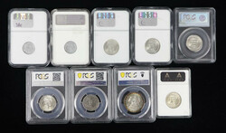 Group of (9) Graded U.S. Coins: Silver Quarters, Half Dollars, Errors ...