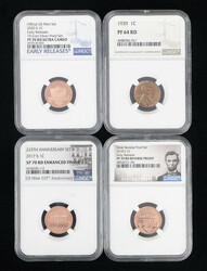 Assortment of Graded Lincoln Cent Proofs & Enhanced Finish (4), ...