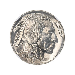 1938-D 5C Buffalo Nickel NGC MS67+, NGC graded Mint State 67