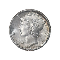 1944 10C Mercury Dime PCGS MS67+ CAC, PCGS graded Mint State 67. CAC