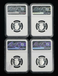 Group of (4).999 Silver Graded Proof Ultra Cameo Silver Quarters, ...