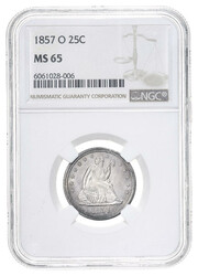 1857-O 25C Seated Liberty Quarter NGC MS65, Population of 2, none ...