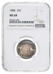 1888 25C Seated Liberty Quarter NGC MS68, fantastic looking coin with ...