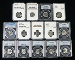 Group of (14) Graded U.S. Washington Quarters, 1943//1956, includes: ...