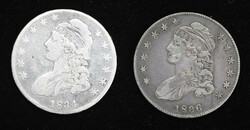 Pair of Capped Bust Half Dollars, 1834 & 1836, with 1834 (small ...