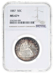 1887 Seated Liberty Half Dollar NGC MS 67+, TOP OF THE POPULATION; ...