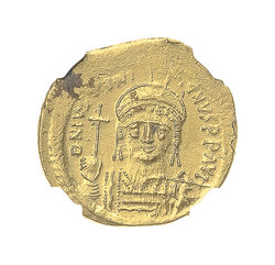 AD 527-565, Justinian I, AV Solidus RV Angel Holding P-Cross, Clipped ...