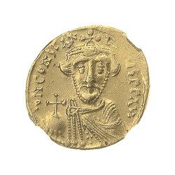 AD 641-668, Constans II, AV Solidus, RV Cross Potent., Edge Bend, ...