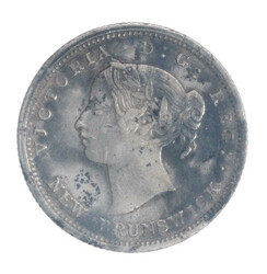 1864, New Brunswick Five Cent Piece Small 6 Value, Coinmart graded ...