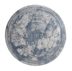 1864, New Brunswick Five Cent Piece Small 6 Value, Coinmart graded ...