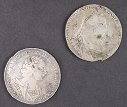 Russia, Imperial Silver Rouble Pair-Peter I (1724) and Catherine II ...