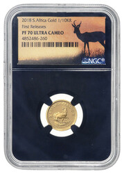 2018 South Africa Gold 1/10 Krugerrand First Releases NGC PF70 Ultra ...