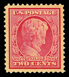 1909, 2¢ Lincoln (Scott 367), bottom margin single, clean strong ...