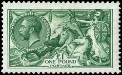 1913, King George V "Seahorse", Waterlow printing, £1 green (Scott ...