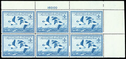 Federal Duck Stamp, 1948, $1 Buffleheads (Scott RW15), three plate ...