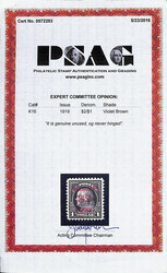 Offices in China, 1919, $2 on $1 violet brown (Scott K16), o.g., ...