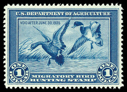 Federal Duck Stamp, 1934, $1 Mallards (Scott RW1), o.g., never hinged ...
