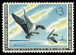 Federal Duck Stamp, 1963, $3 Brants (Scott RW30), Symmetry that ...