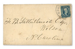 c.1863 (Oct. 5), white on cream textured wallpaper cover, franked ...